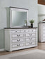 Hillcrest 9-drawer Dresser with Mirror Distressed White