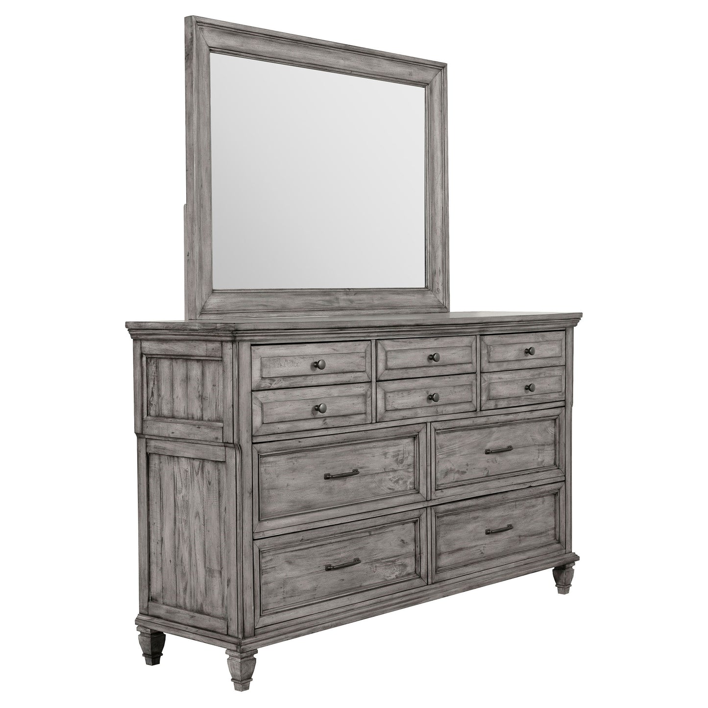 Avenue 8-drawer Dresser with Mirror Weathered Grey