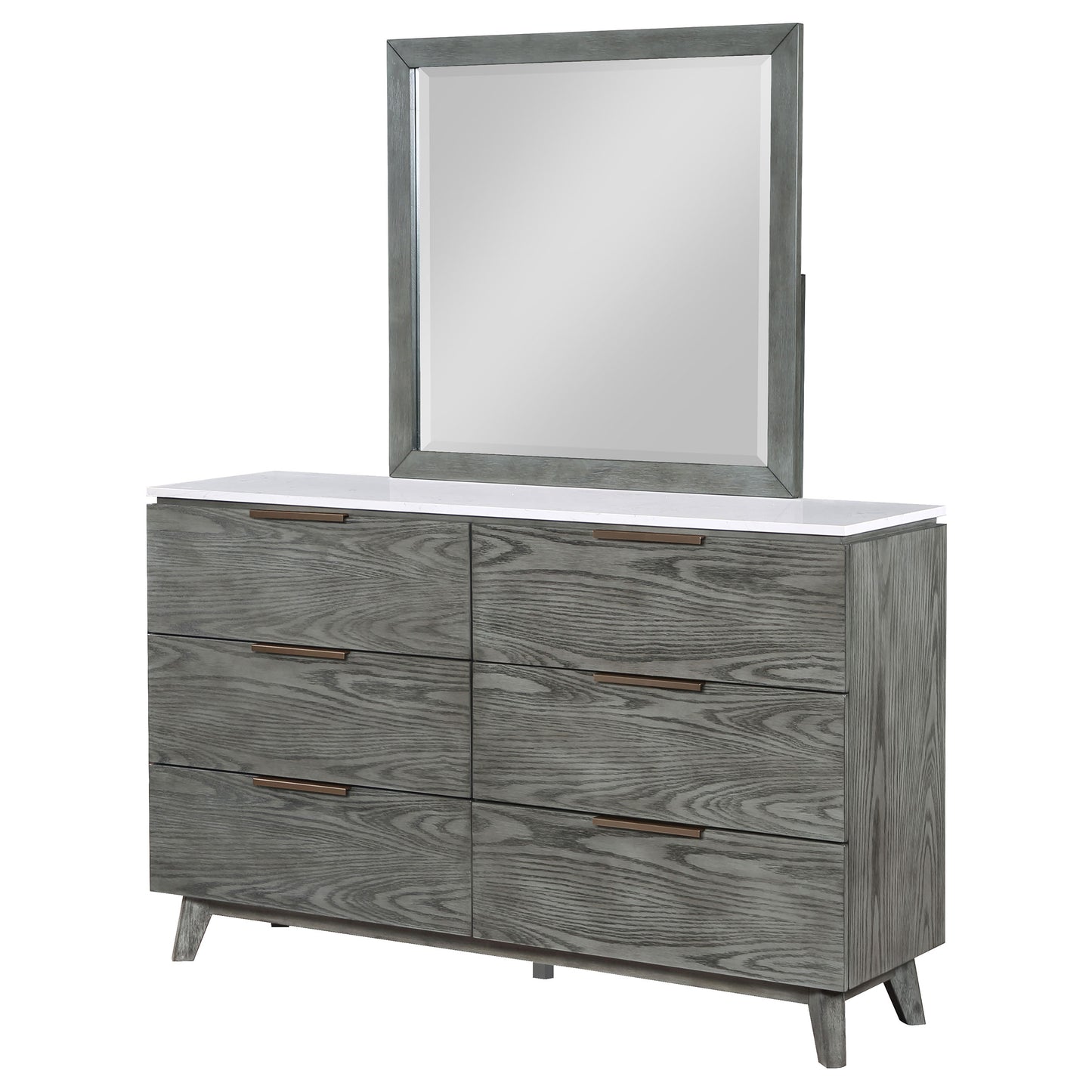 Nathan 6-drawer Dresser with Mirror Grey