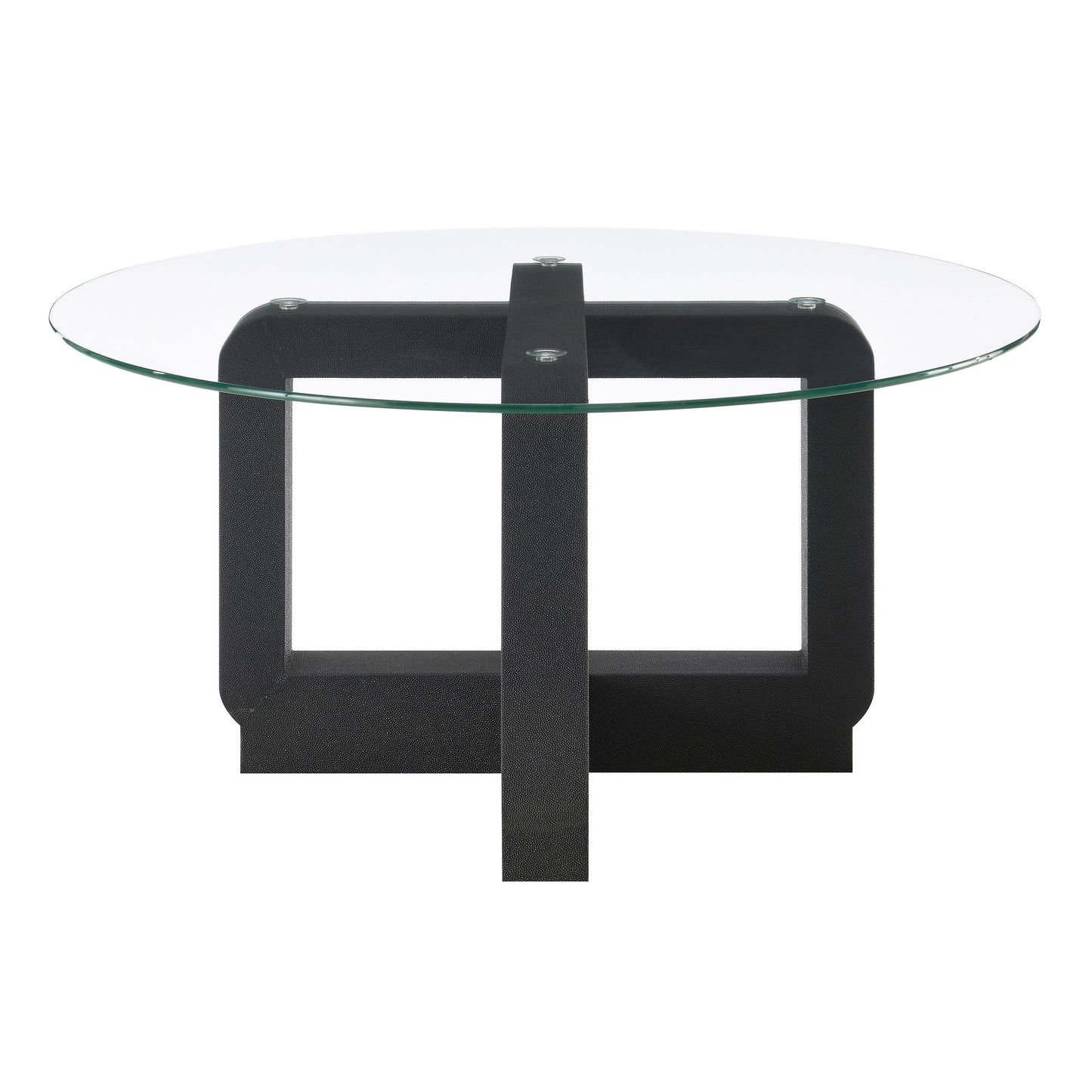 Acklin Round Clear Glass Top Coffee Table Black