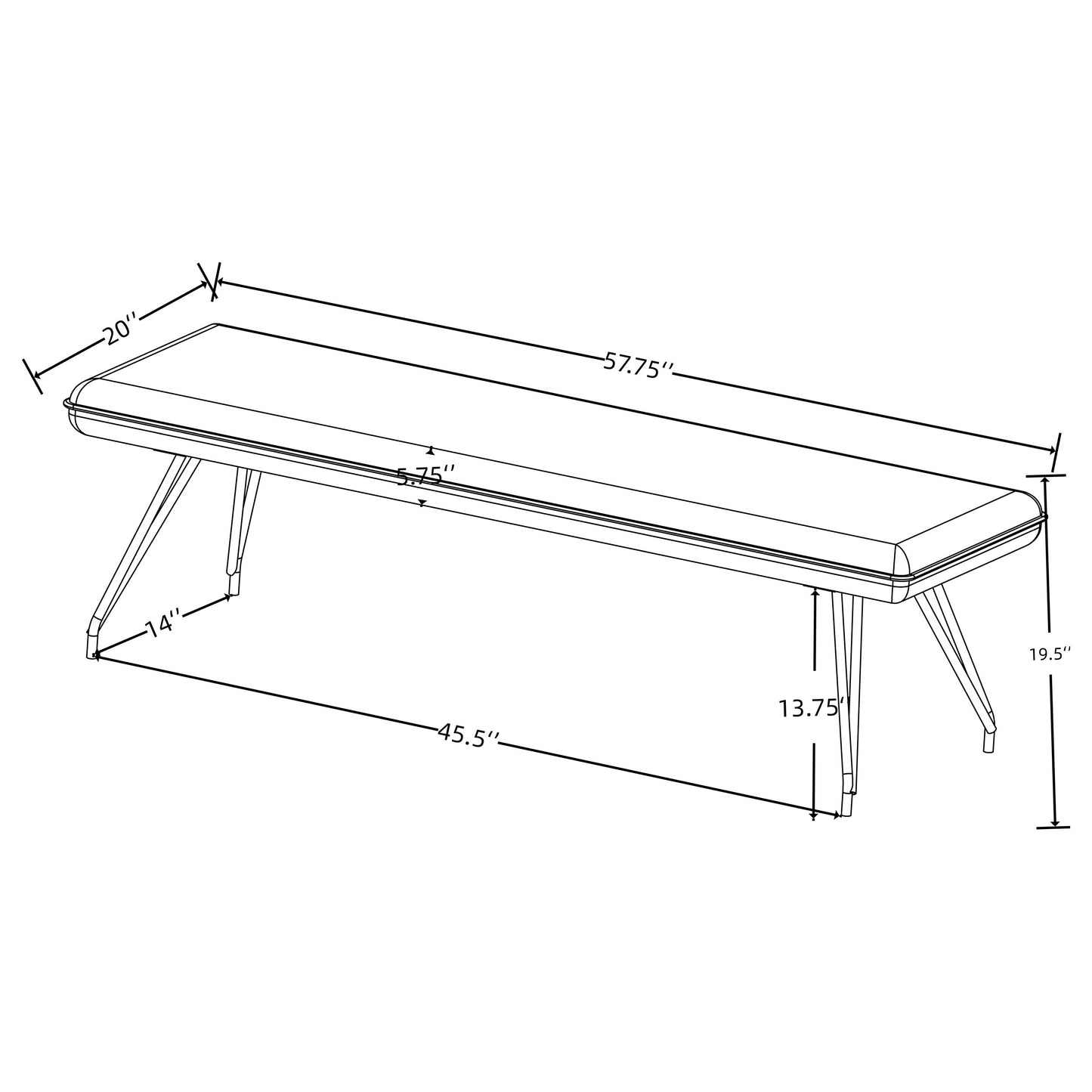 Dodson Fabric Upholstered Dining Bench Grey