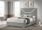 Ives Queen Panel Bed LED Headboard Grey High Gloss