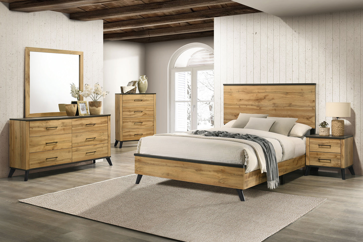 Kaywood 51-inch Eastern King Panel Bed Natural Pine