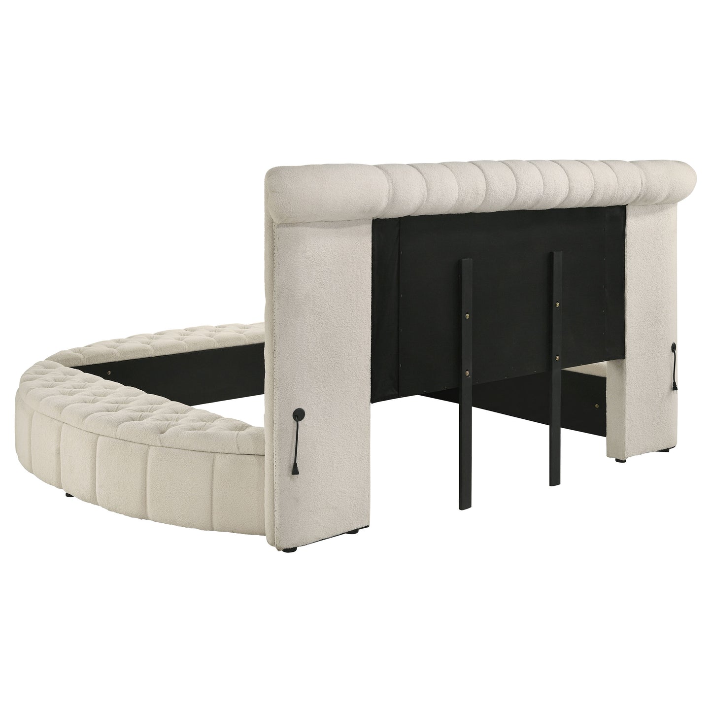 Sonya Upholstered Eastern King Round Storage Bed Ivory