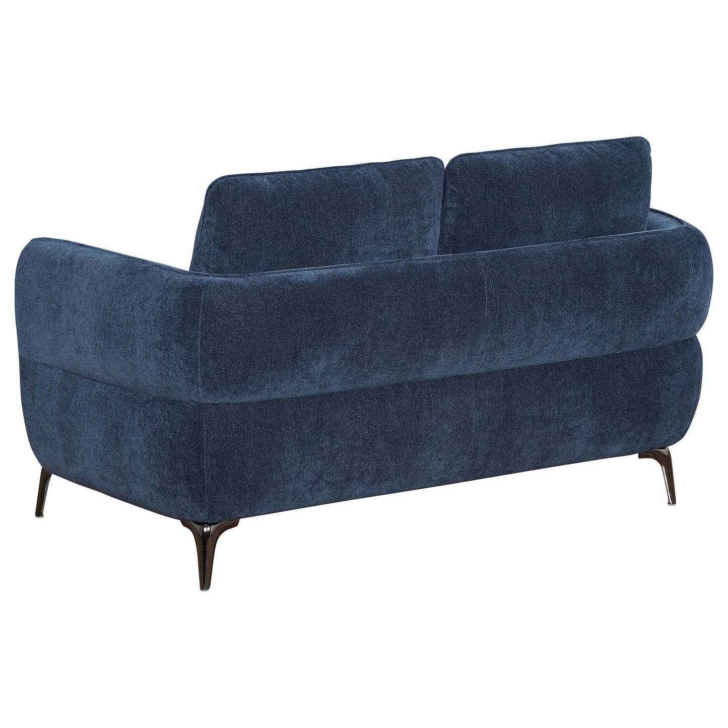 Lively Chenille Upholstered Modern Track Arm Loveseat Blue