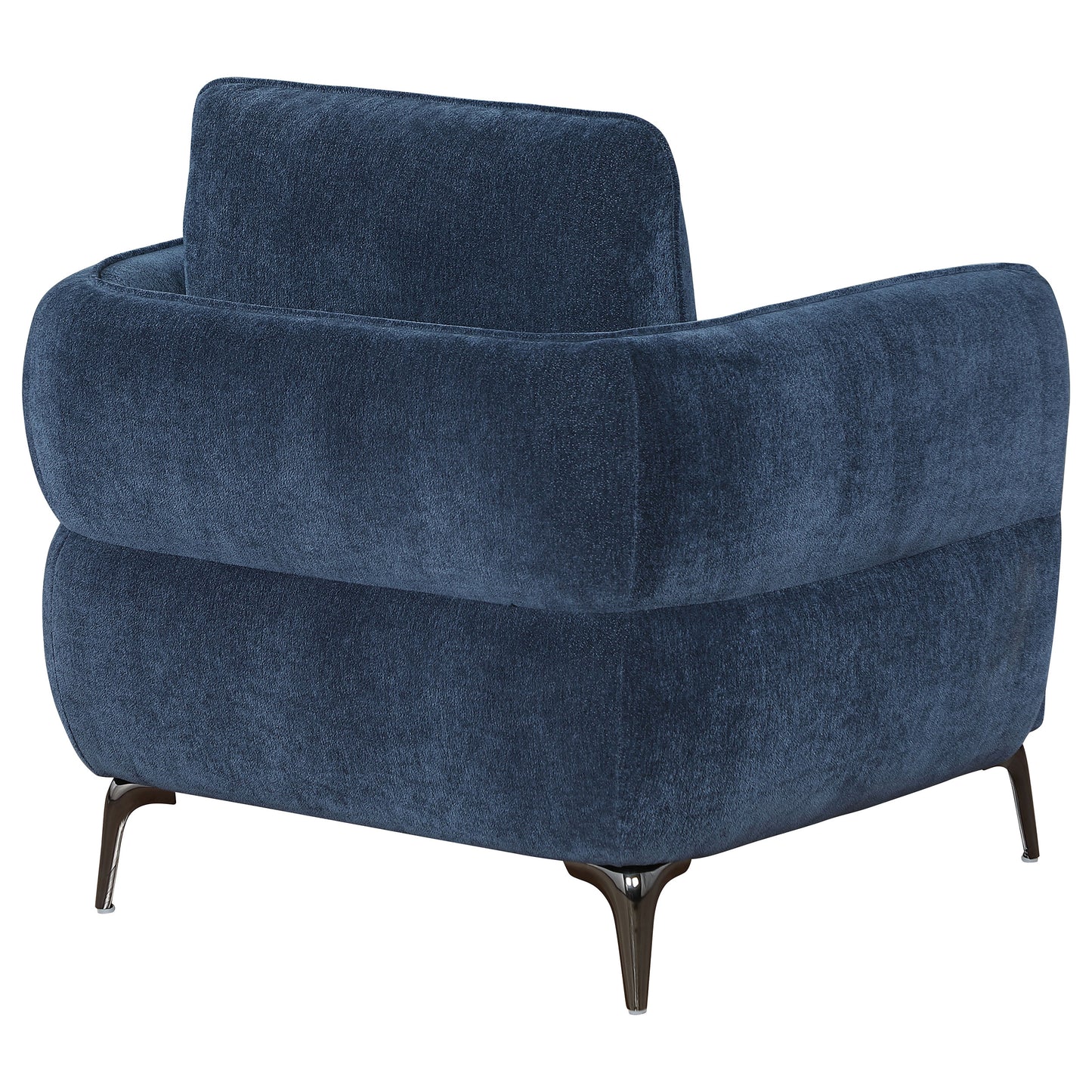 Lively Chenille Upholstered Modern Track Arm Chair Blue