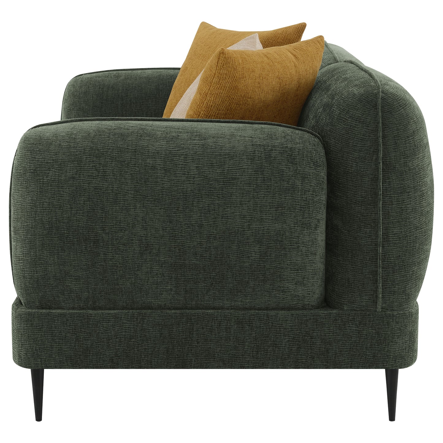 Jade Chenille Upholstered Modern Track Arm Loveseat Green