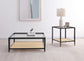 Amherst Glass Top Metal with Cane Shelf Coffee Table Black