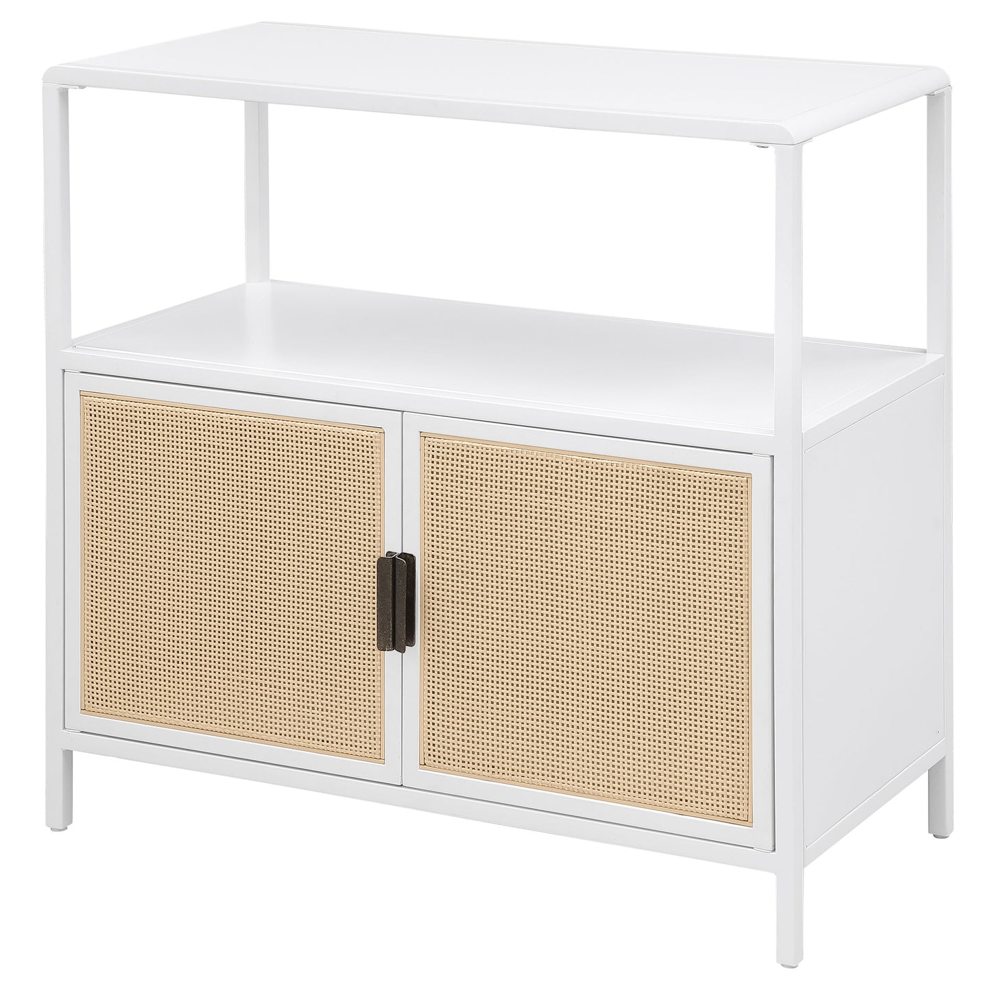 Amherst 2-door Radio Weave Cane Metal Accent Cabinet White