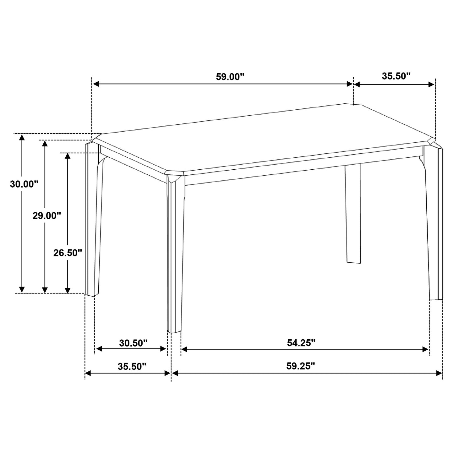 Almonte 59-inch Rectangular Wood Dining Table Dark Brown