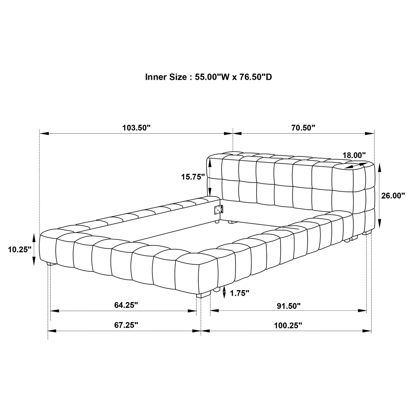 Trinity Upholstered Full Platform Bed Spruce