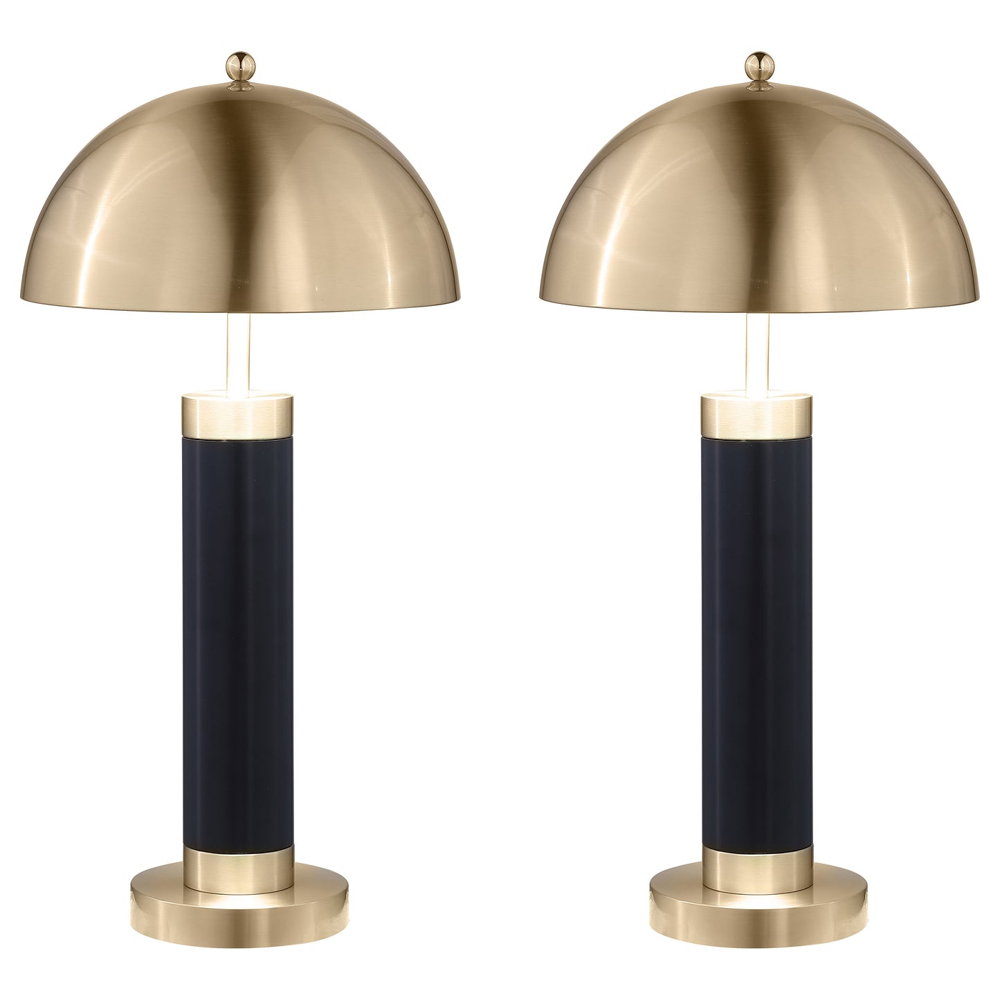 Conroe 28-inch Dome Shade Pillar Table Lamp Black (Set of 2)