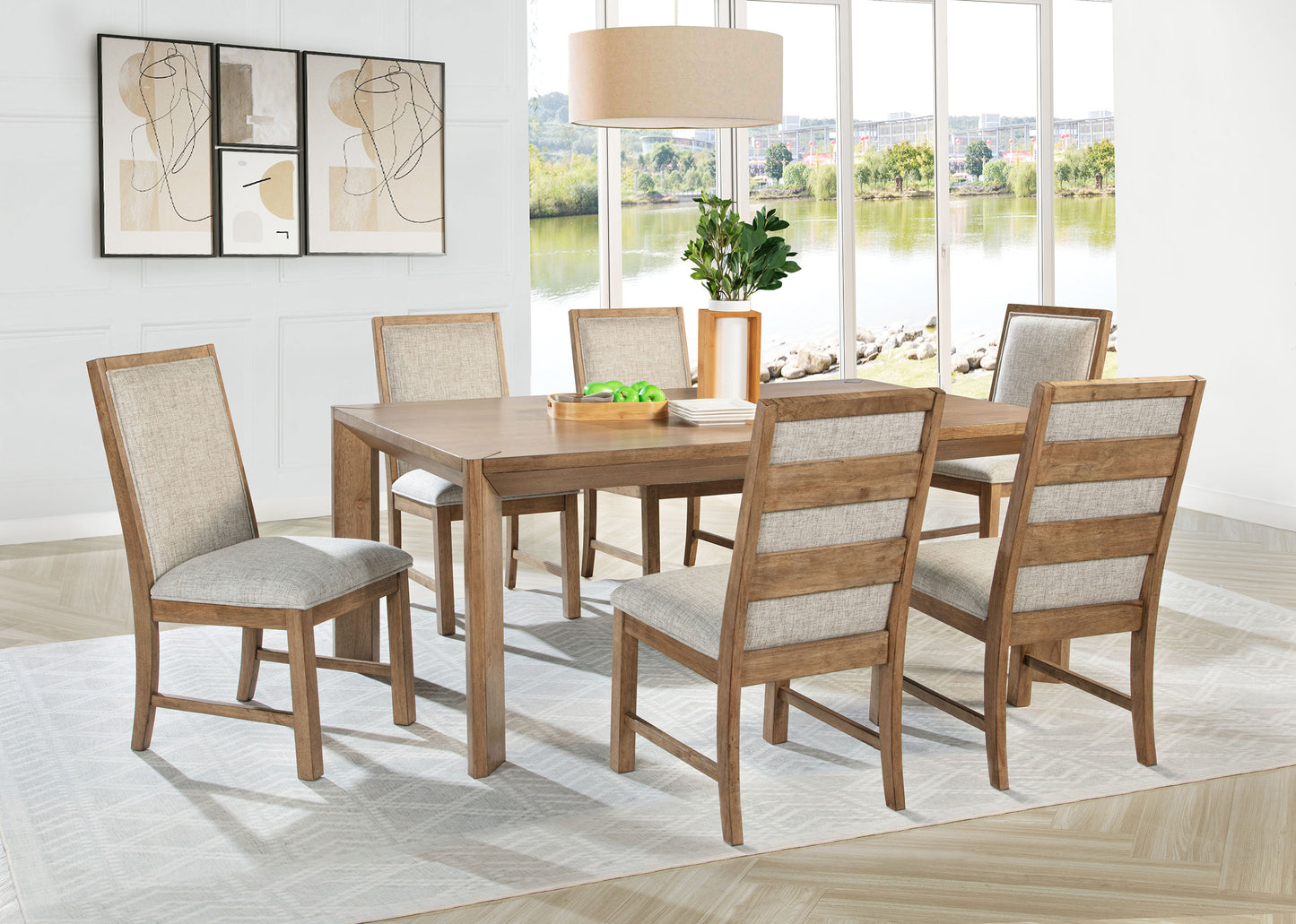 Bruner 7-piece 72-inch Rectangular Dining Set Natural Brown