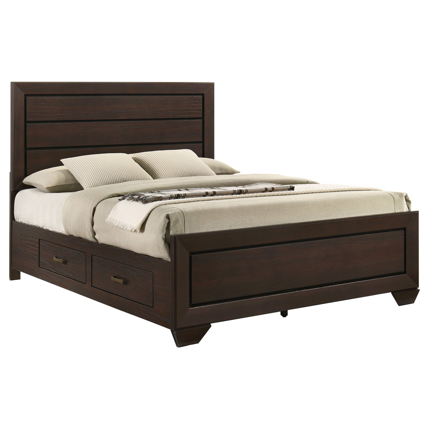 Kauffman Wood Eastern King Storage Panel Bed Dark Cocoa