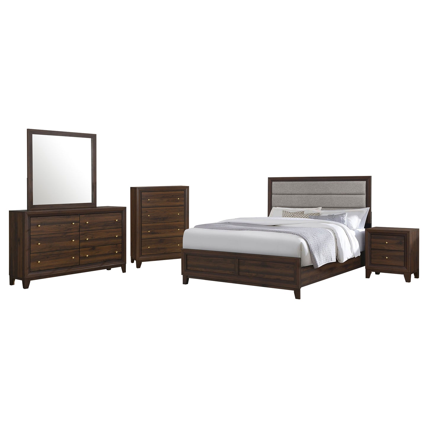 Welsley 5-piece Eastern King Bedroom Set Walnut