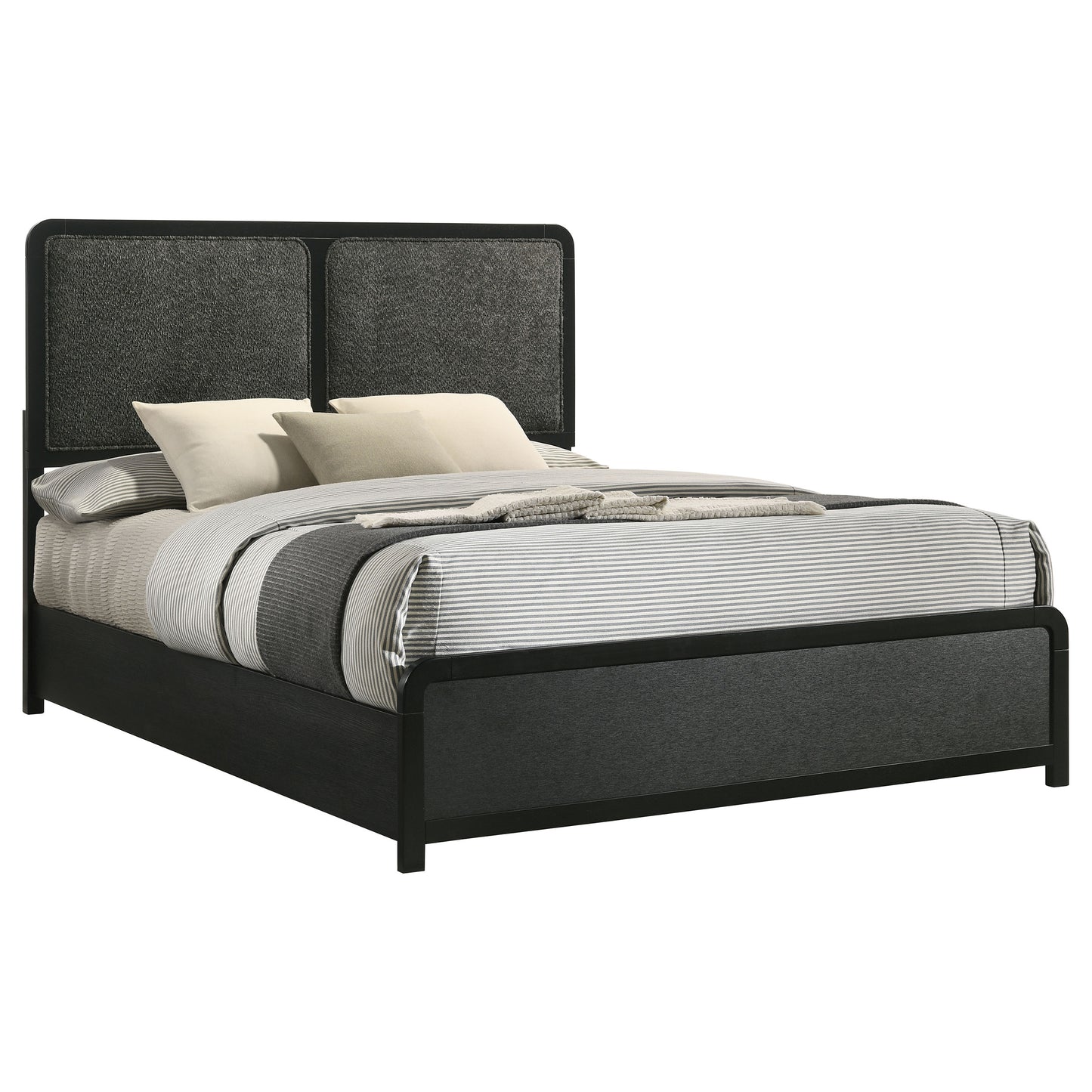 Cavelle 47-inch Upholstered Eastern King Bed Black