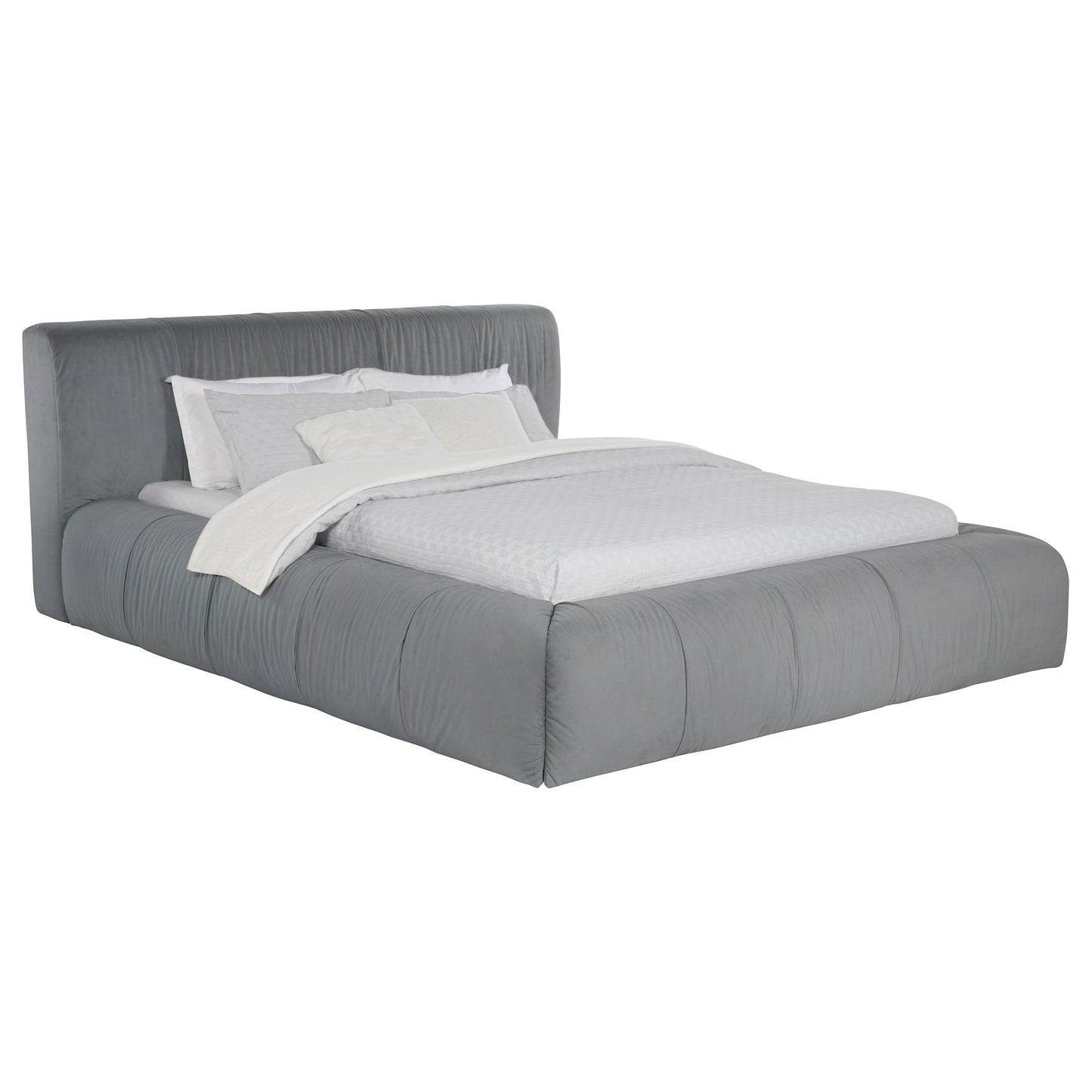 Wilshire Upholstered California King Platform Bed Grey