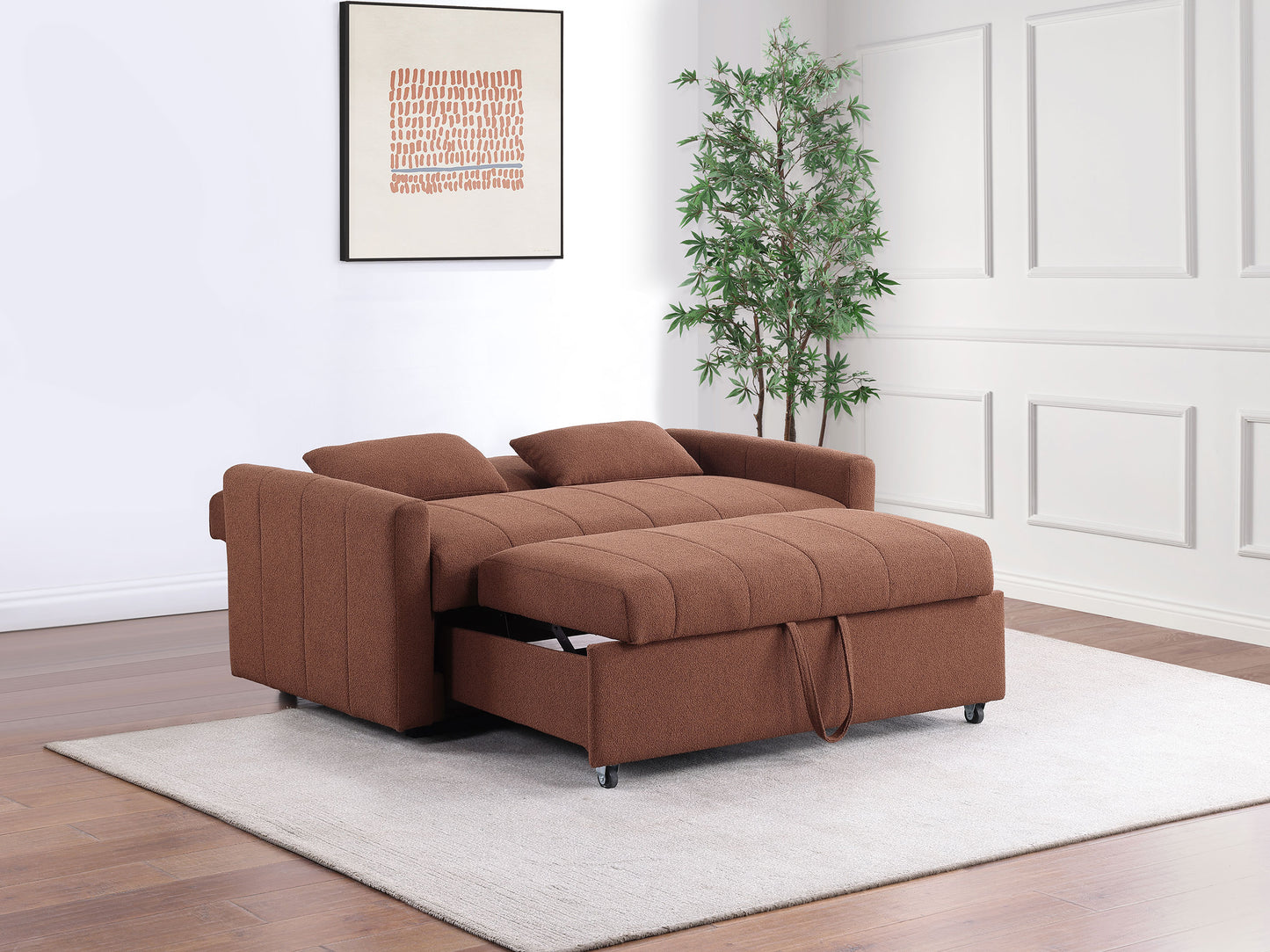 Portland Boucle Upholstered Sleeper Sofa Bed Copper