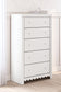 Mollviney Twin Panel Headboard with Mirrored Dresser, Chest and 2 Nightstands