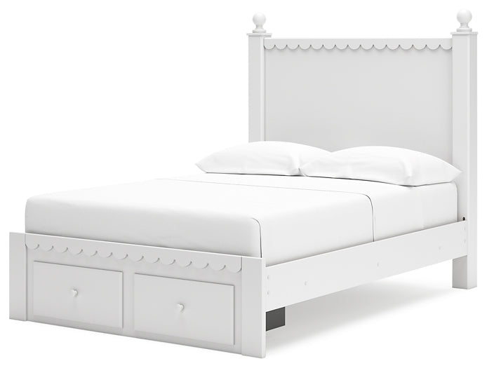 Mollviney Full Panel Storage Bed with Mirrored Dresser, Chest and Nightstand