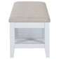 Bexhill Upholstered Rectangular Bench with Shelf White