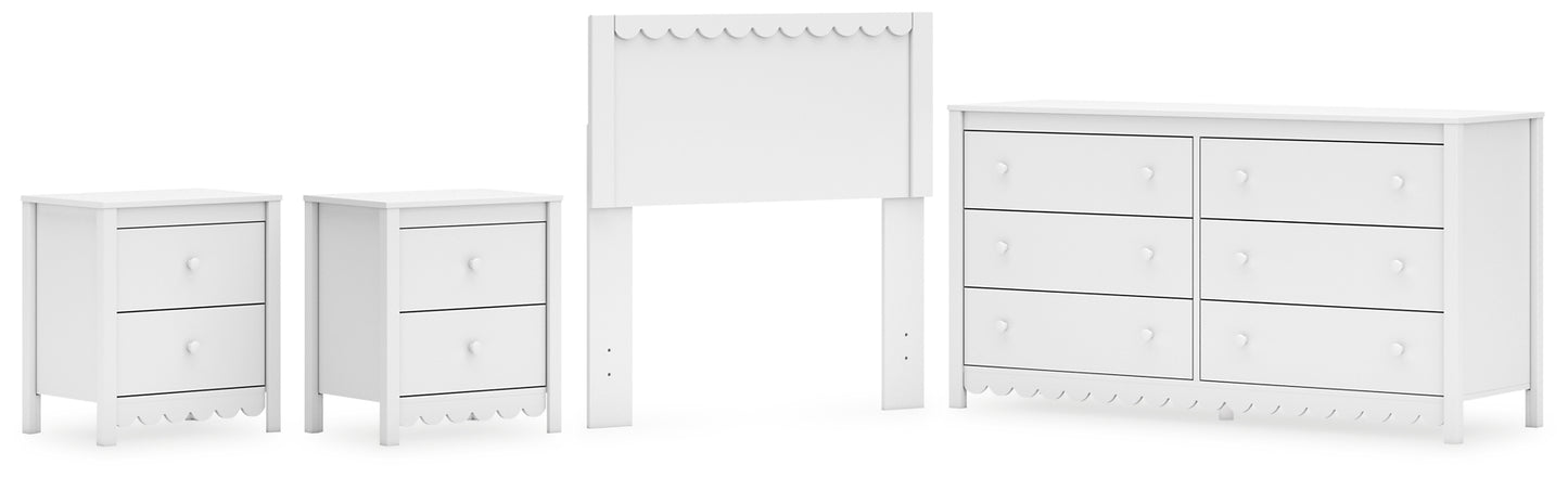 Hallityn Twin Panel Headboard with Dresser and 2 Nightstands