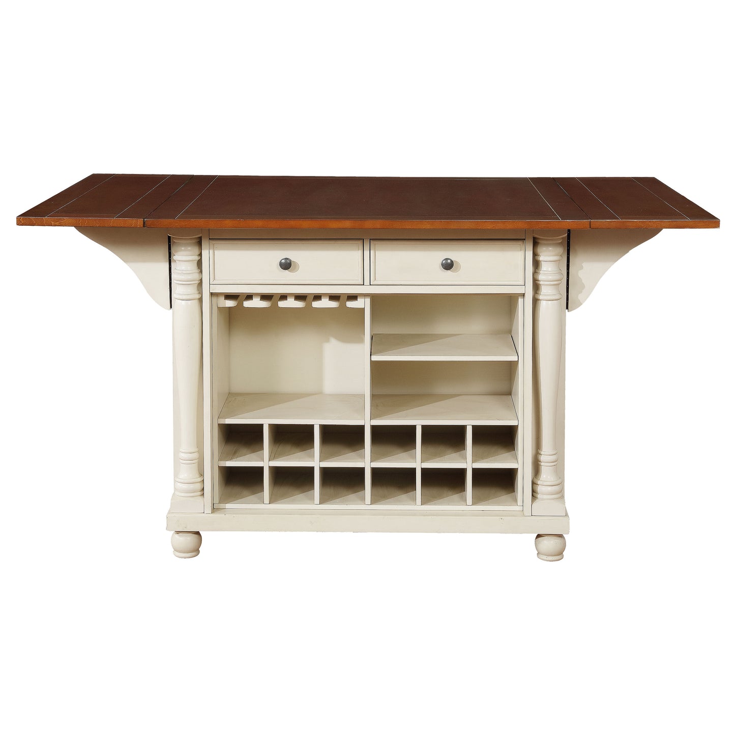 Slater 2-drawer Drop Leaf Kitchen Island Table Buttermilk