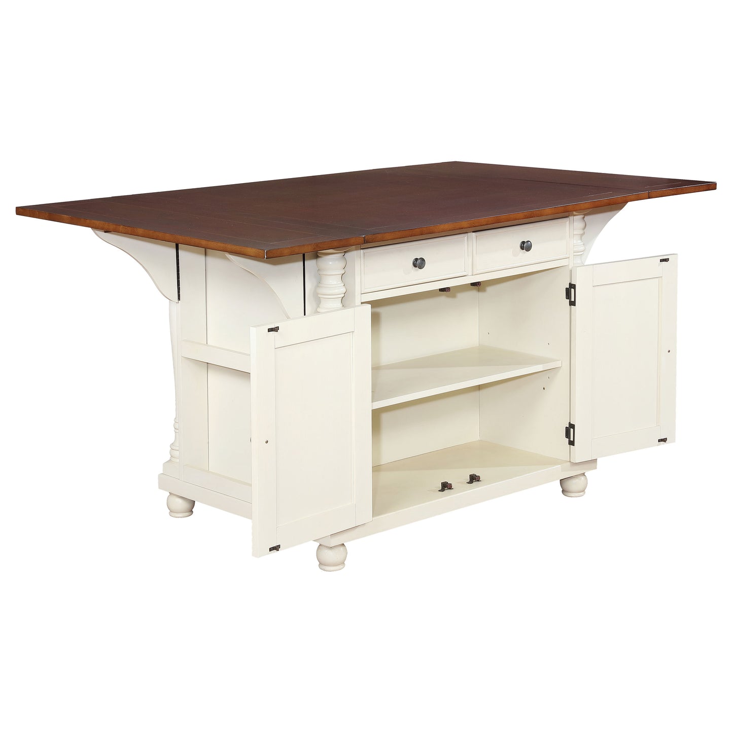 Slater 2-drawer Drop Leaf Kitchen Island Table Buttermilk