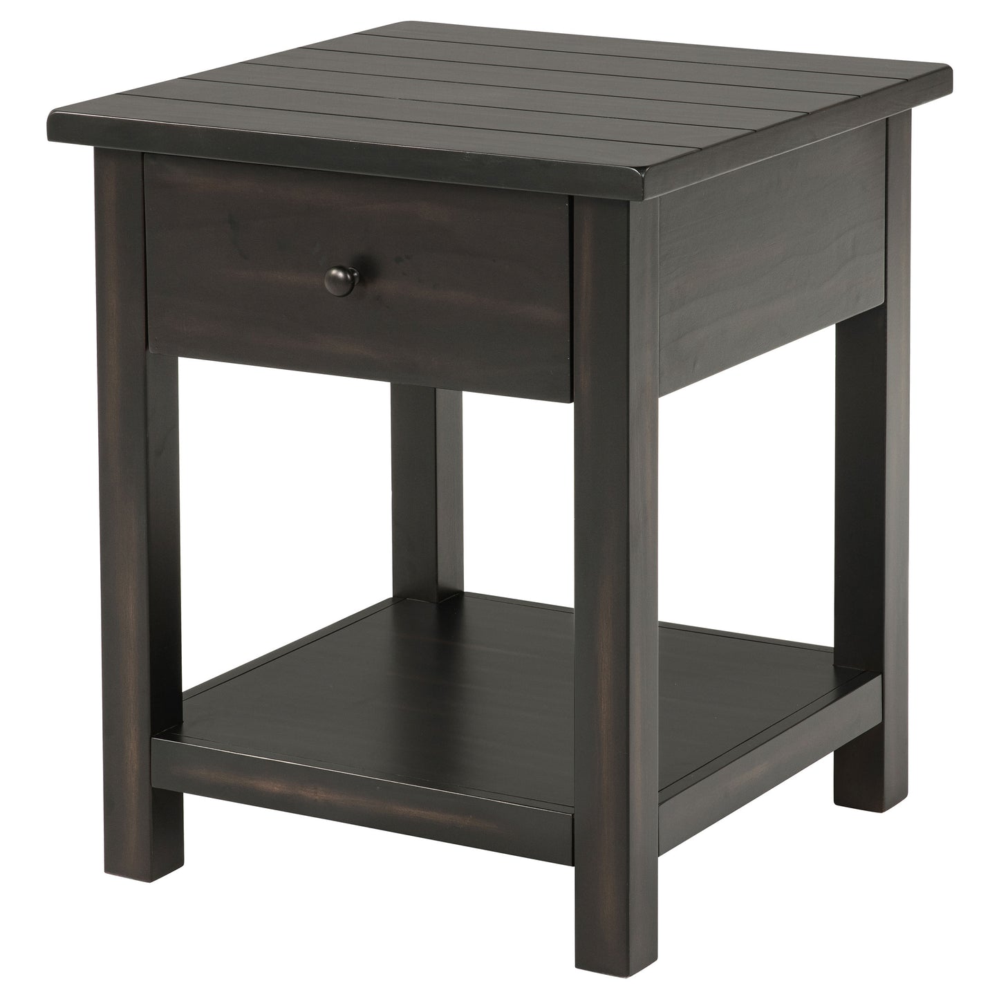 Payne 1-drawer Wood End Table with Shelf Distressed Java