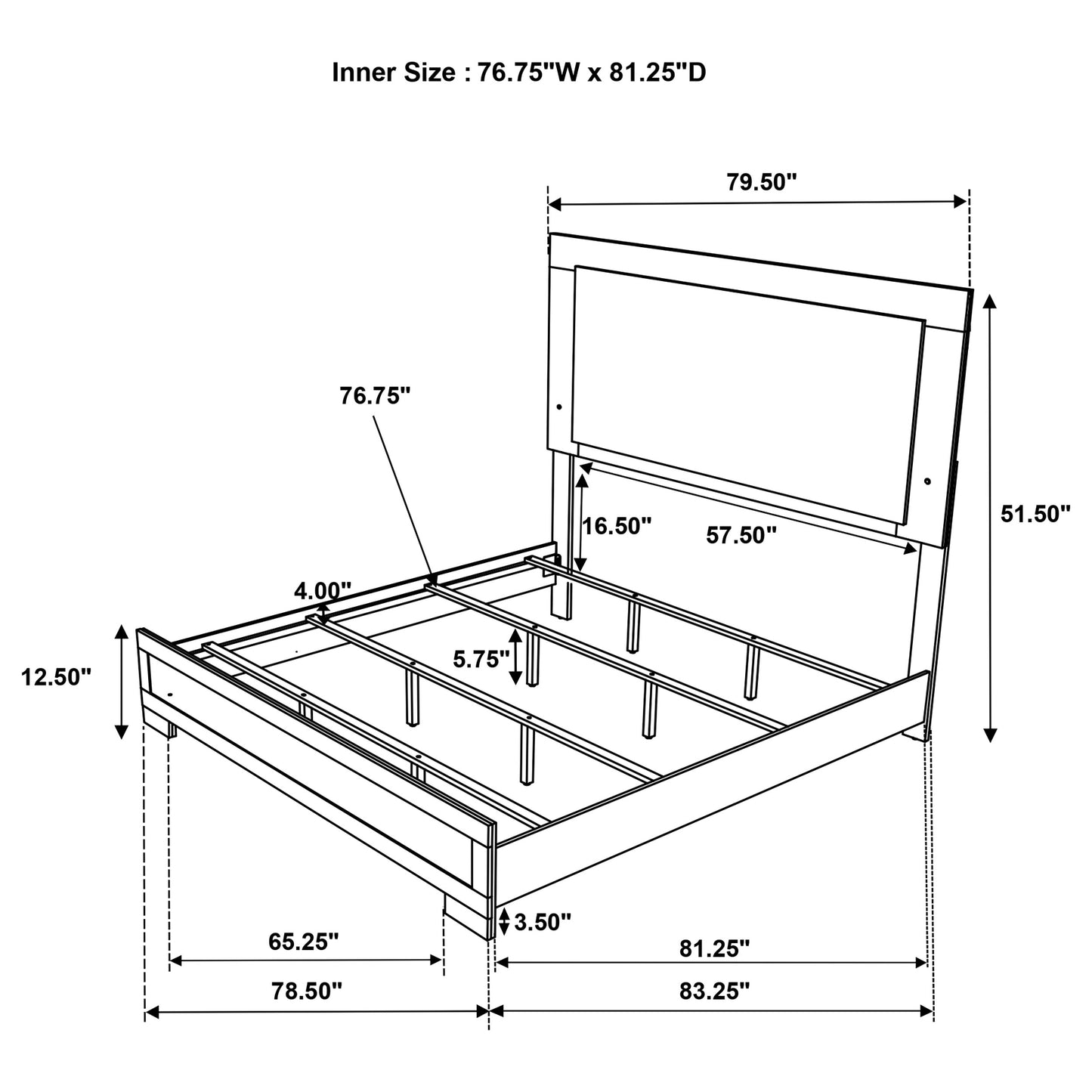 Hyland Eastern King Panel Bed LED Headboard Natural