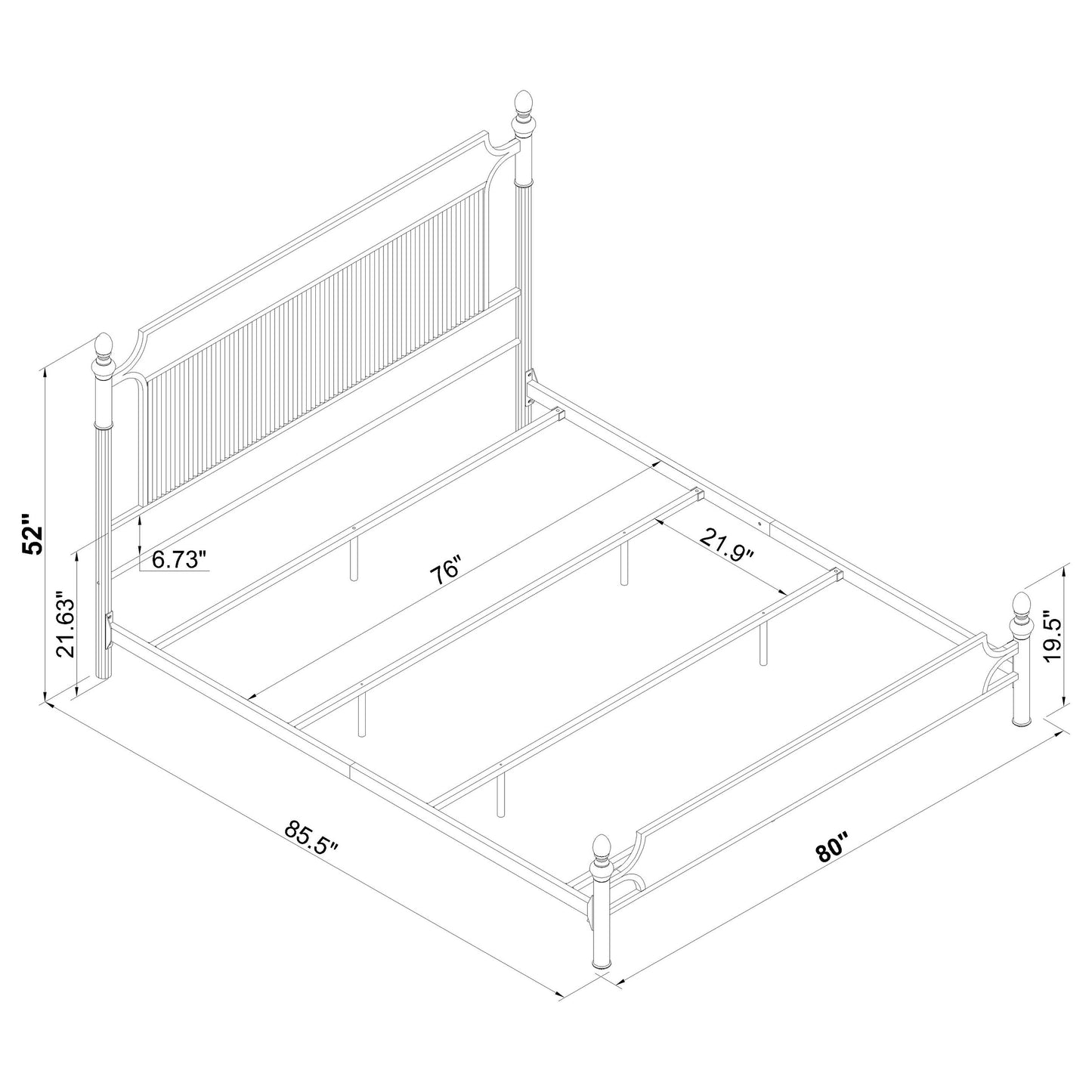 Cameron 51-inch Metal Eastern King Panel Bed Black