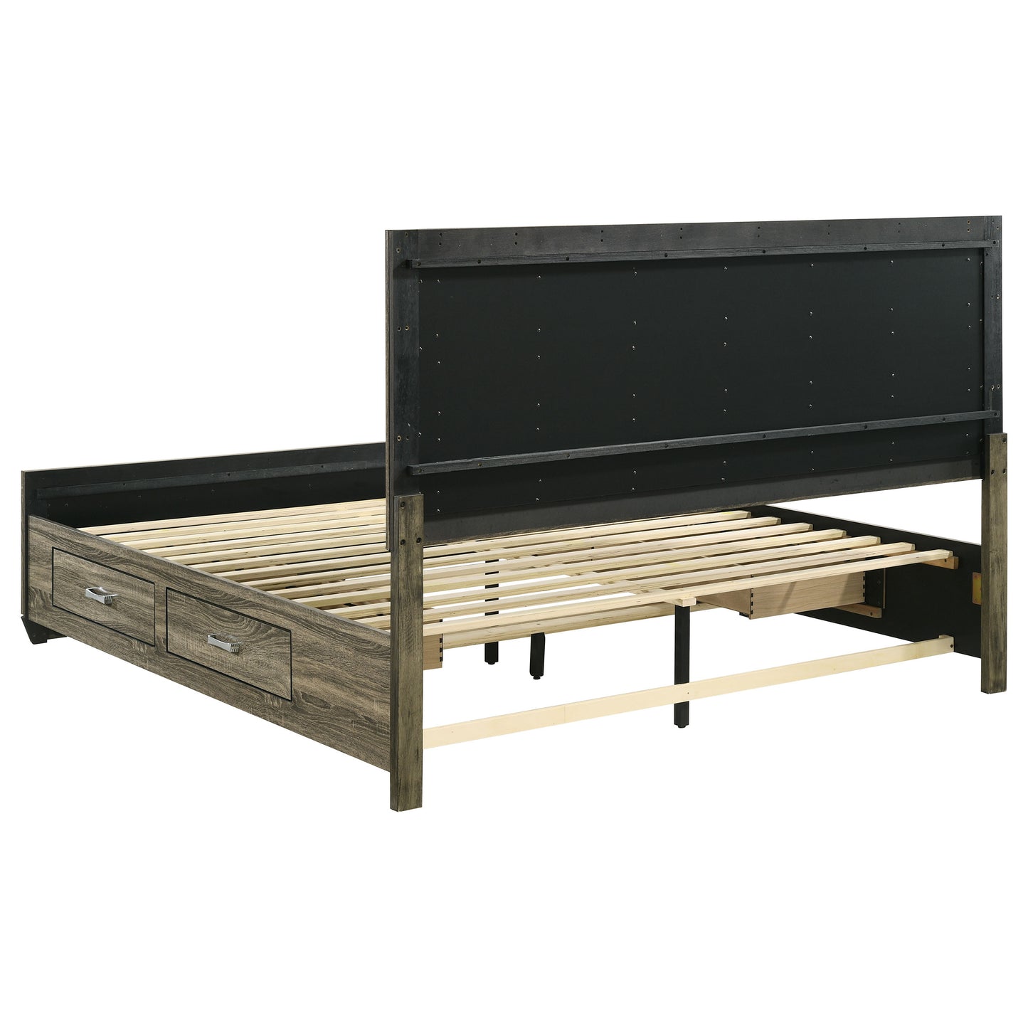 Kauffman Wood Eastern King Storage Panel Bed Washed Taupe