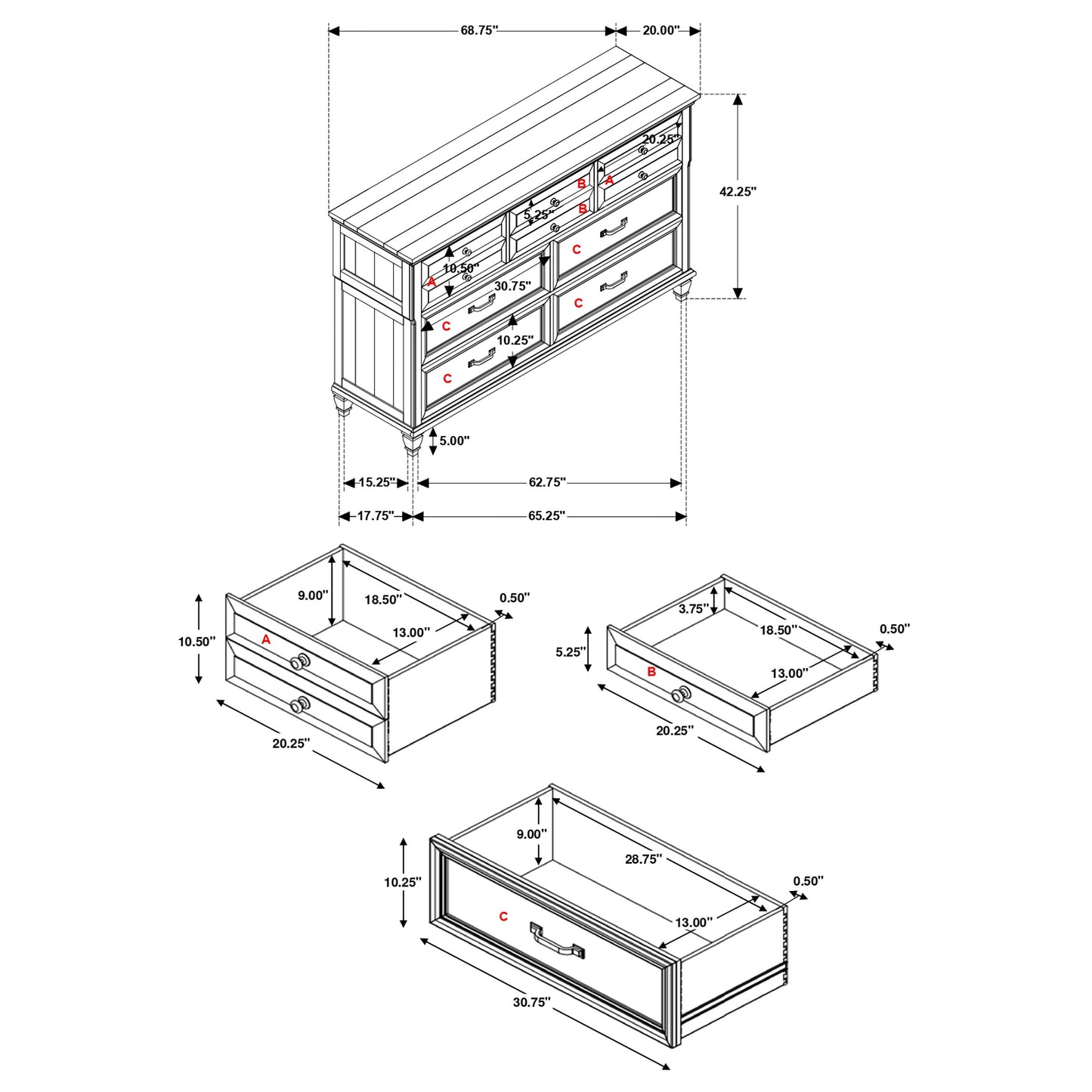 Avenue 8-drawer Dresser Weathered Burnished Brown