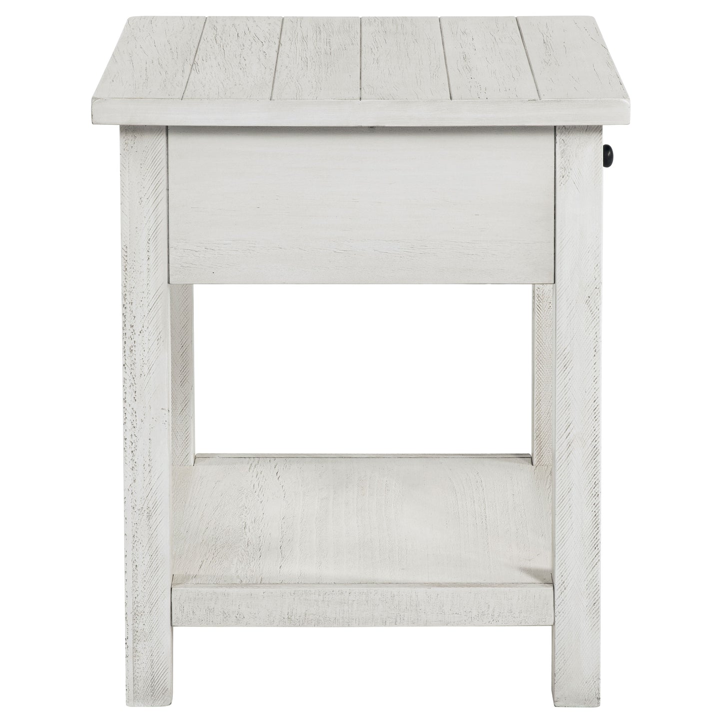 Payne 1-drawer Wood End Table with Shelf Distressed White