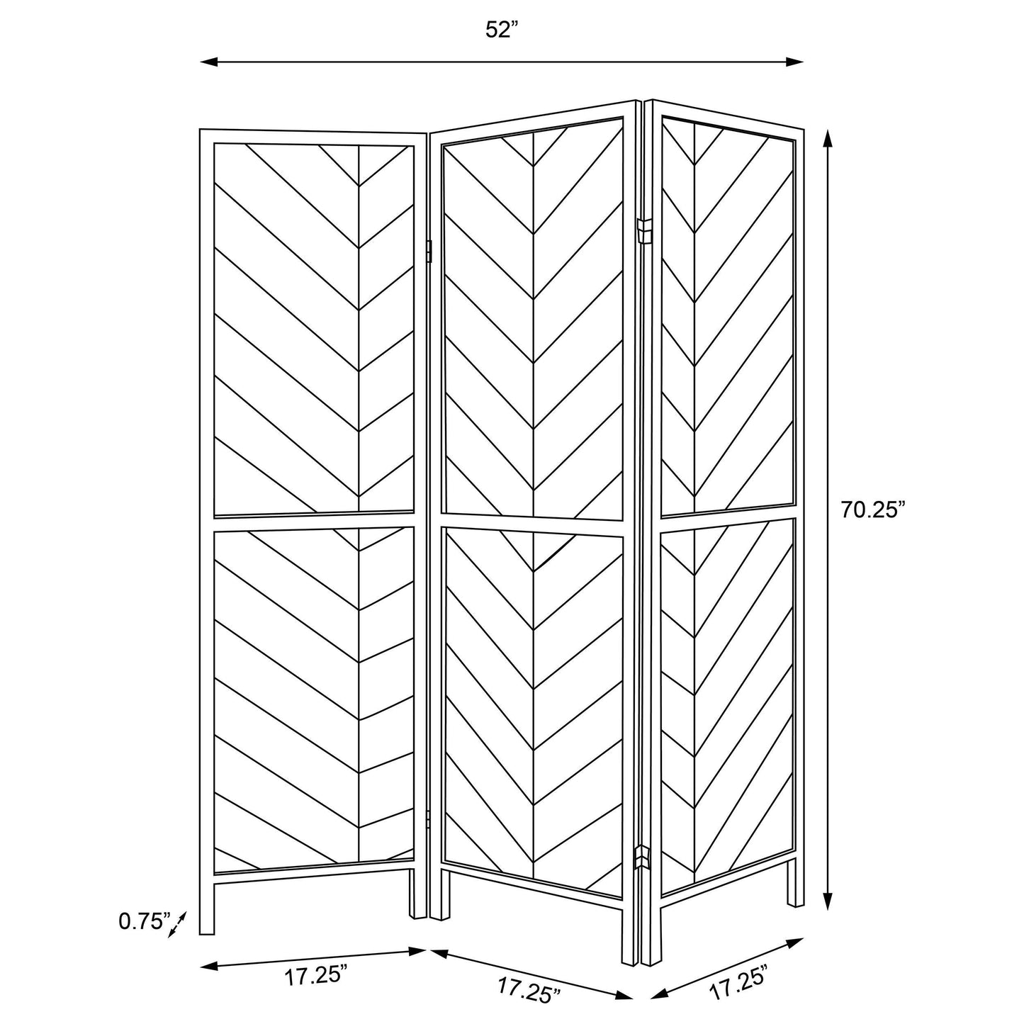 Marlene 3-Panel Room Divider Folding Screen Rustic Tobacco