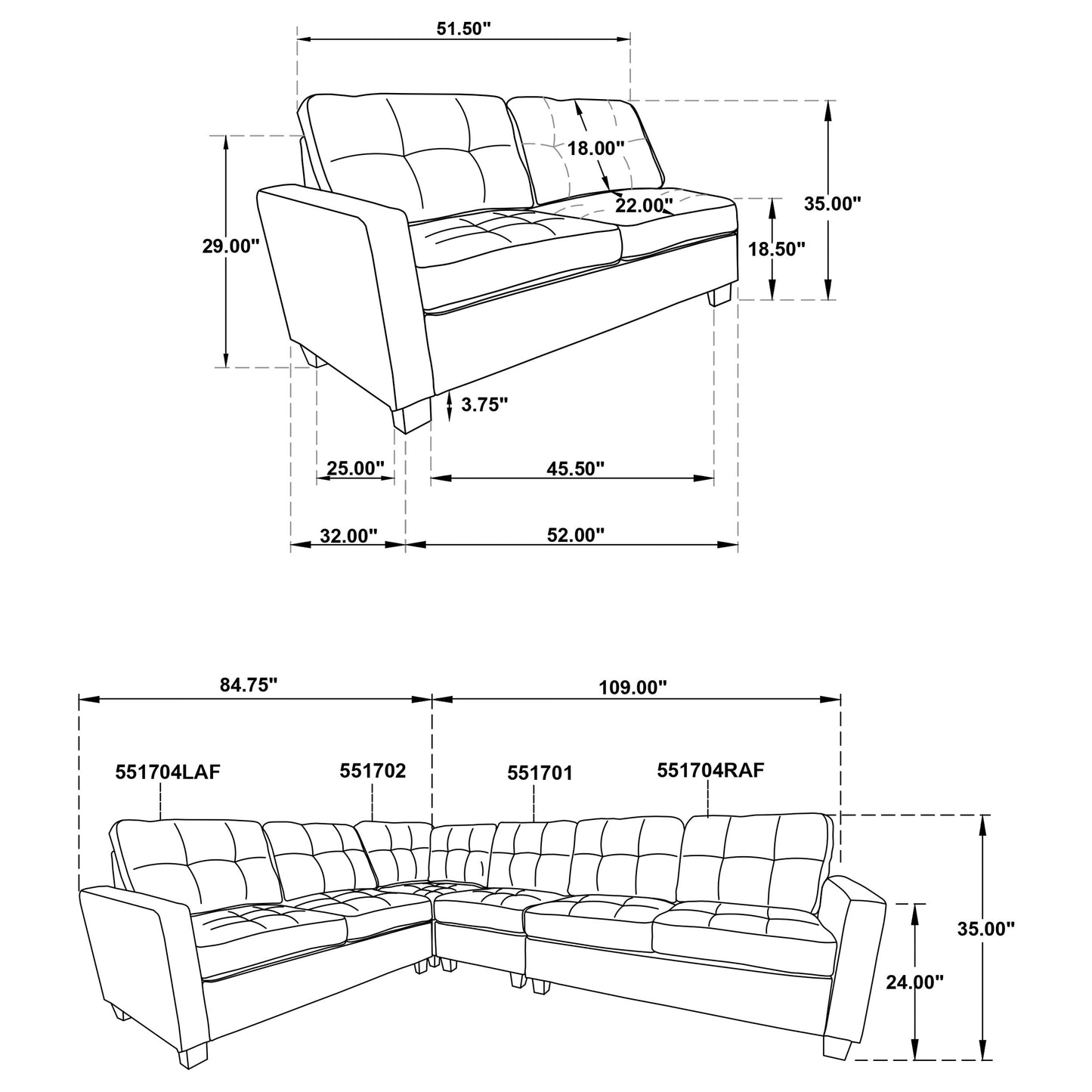 Georgina 3-piece Upholstered Sectional Sofa Steel Beige