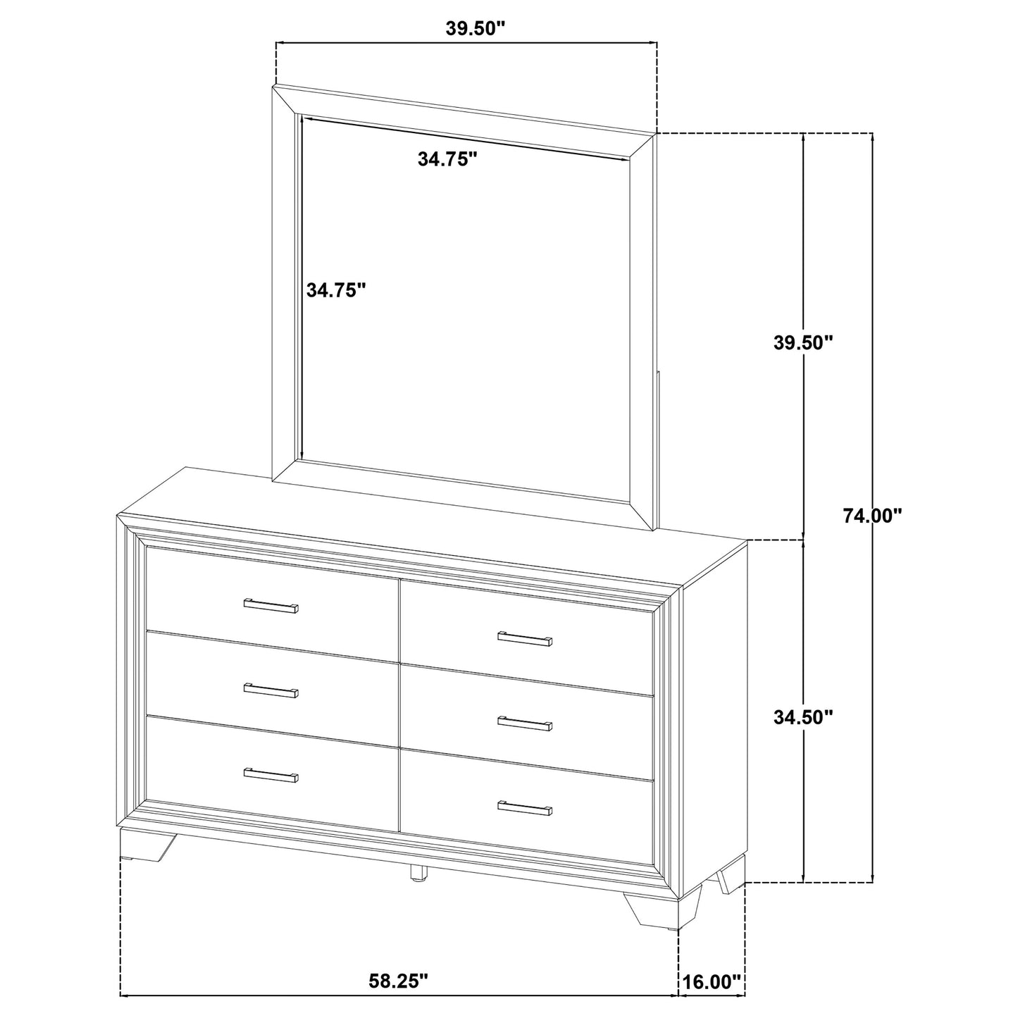 Wright 6-drawer Dresser and Mirror Brown Oak