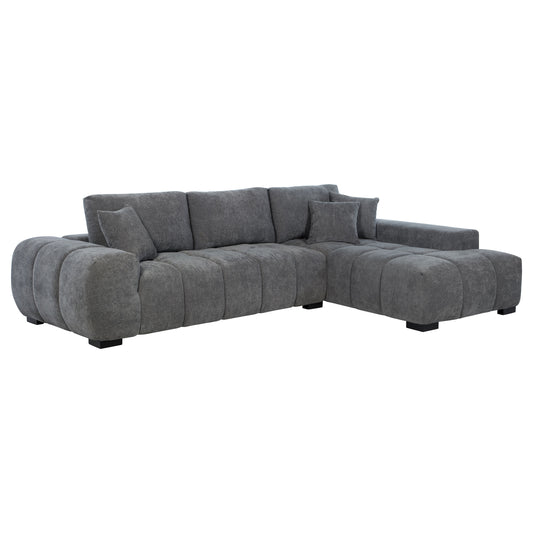 Octavia Upholstered Sectional Chaise Sofa Charcoal Grey