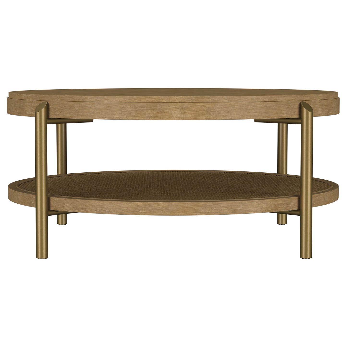 Arini Round Coffee Table With Storage Shelf Sand Wash