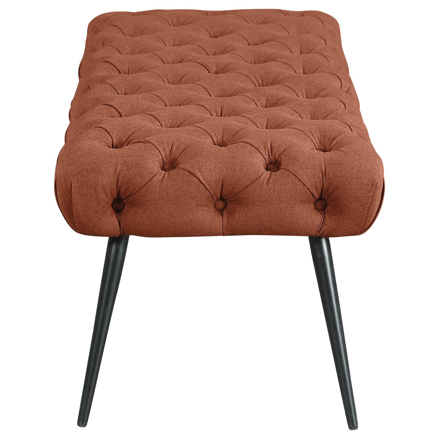 Ella Upholstered Tufted Bench Stainless Steel Legs Rust