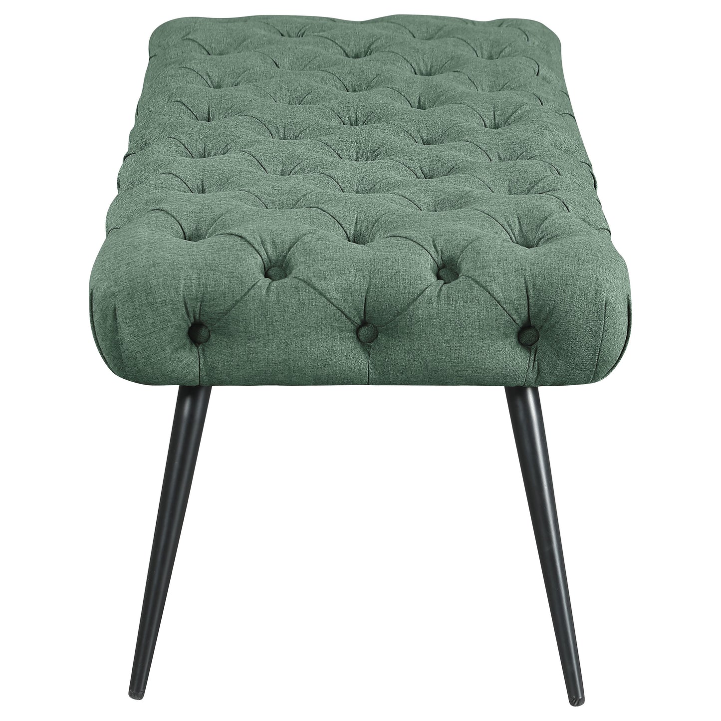 Ella Upholstered Tufted Bench Stainless Steel Legs Teal