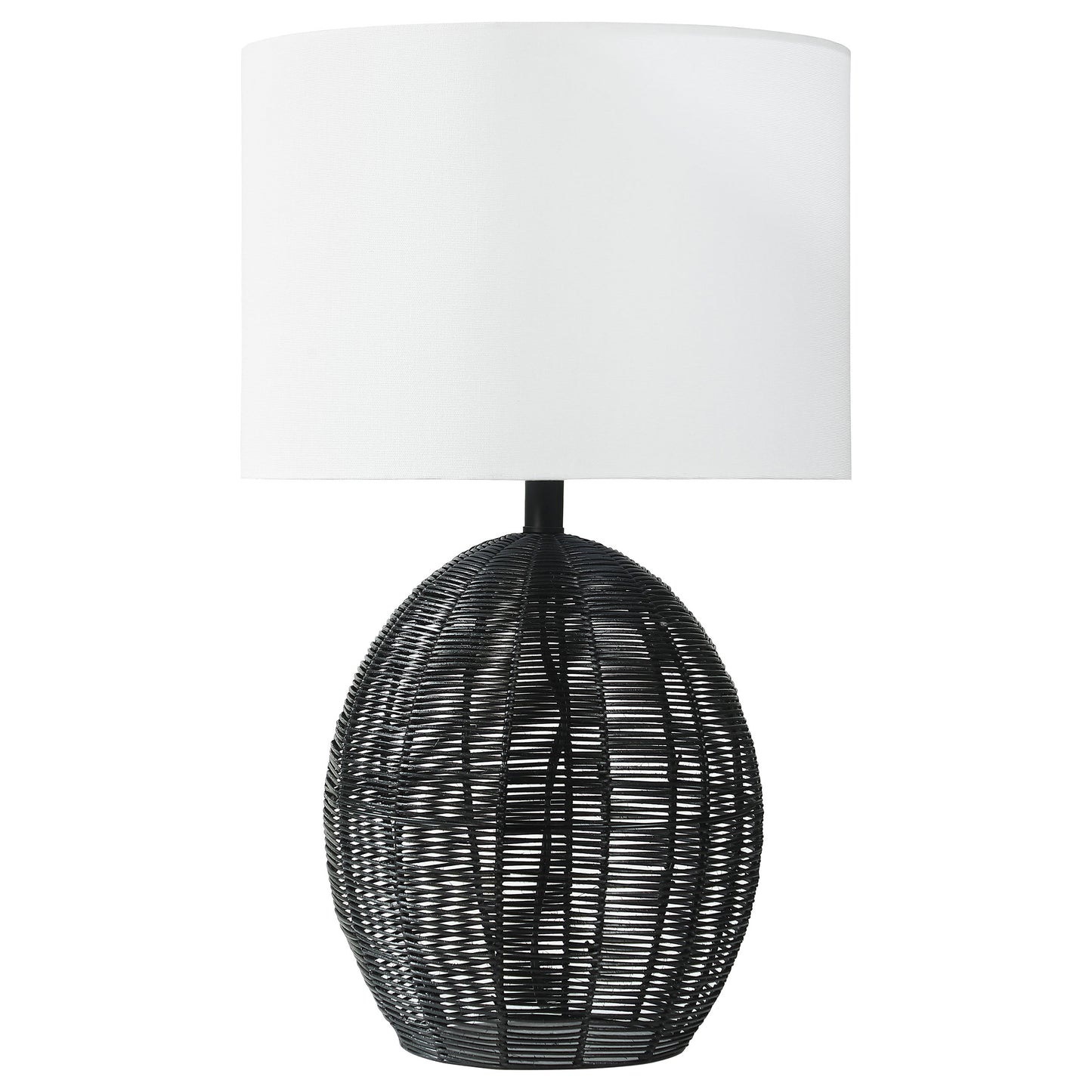 Indio Drum Shade Handwoven Rattan Table Lamp Black