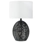 Indio Drum Shade Handwoven Rattan Table Lamp Black