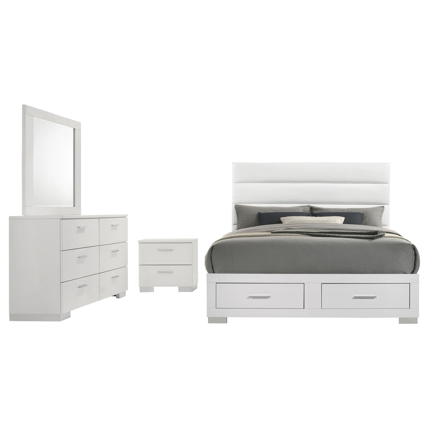 Felicity 4-piece Eastern King Platform Bedroom Set White