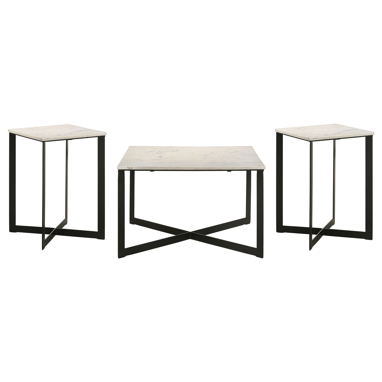 Tobin 3-piece Marble Top Coffee and End Table Set White