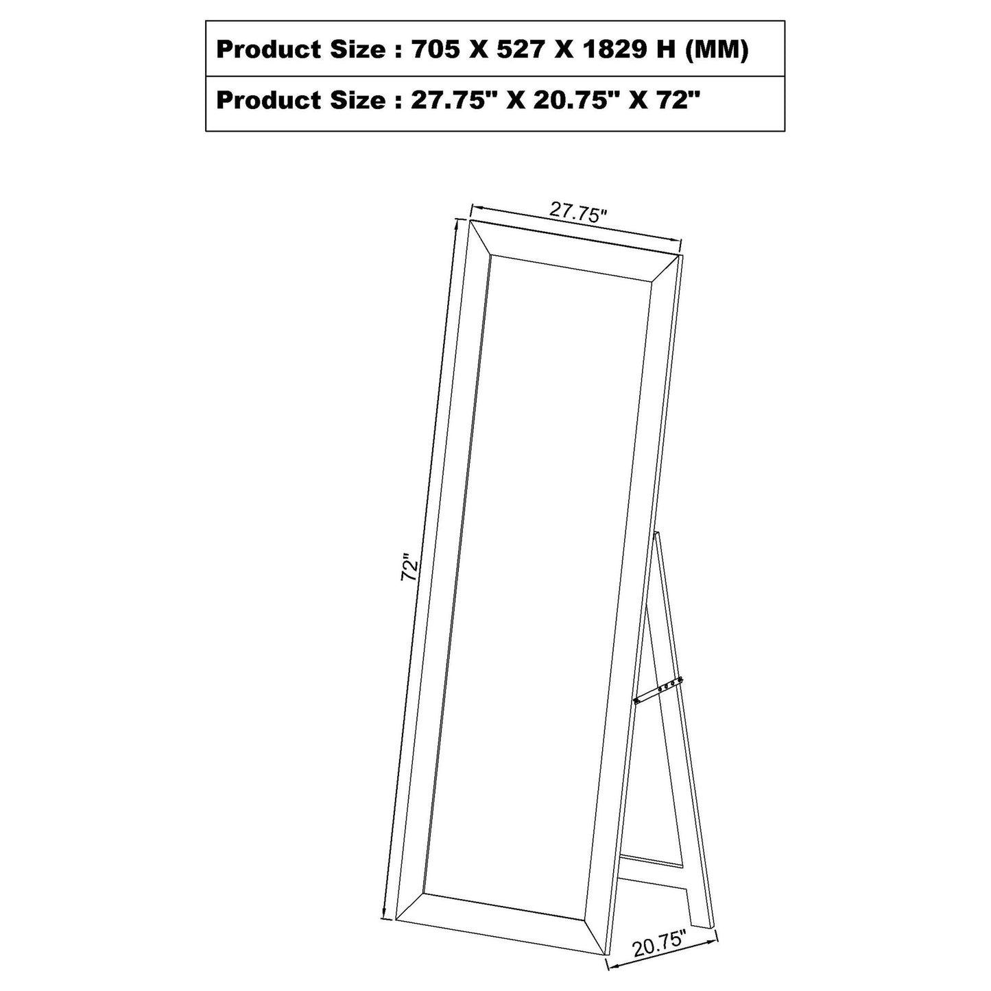 Cadence Tempered Glass Full Length Mirror White High Gloss