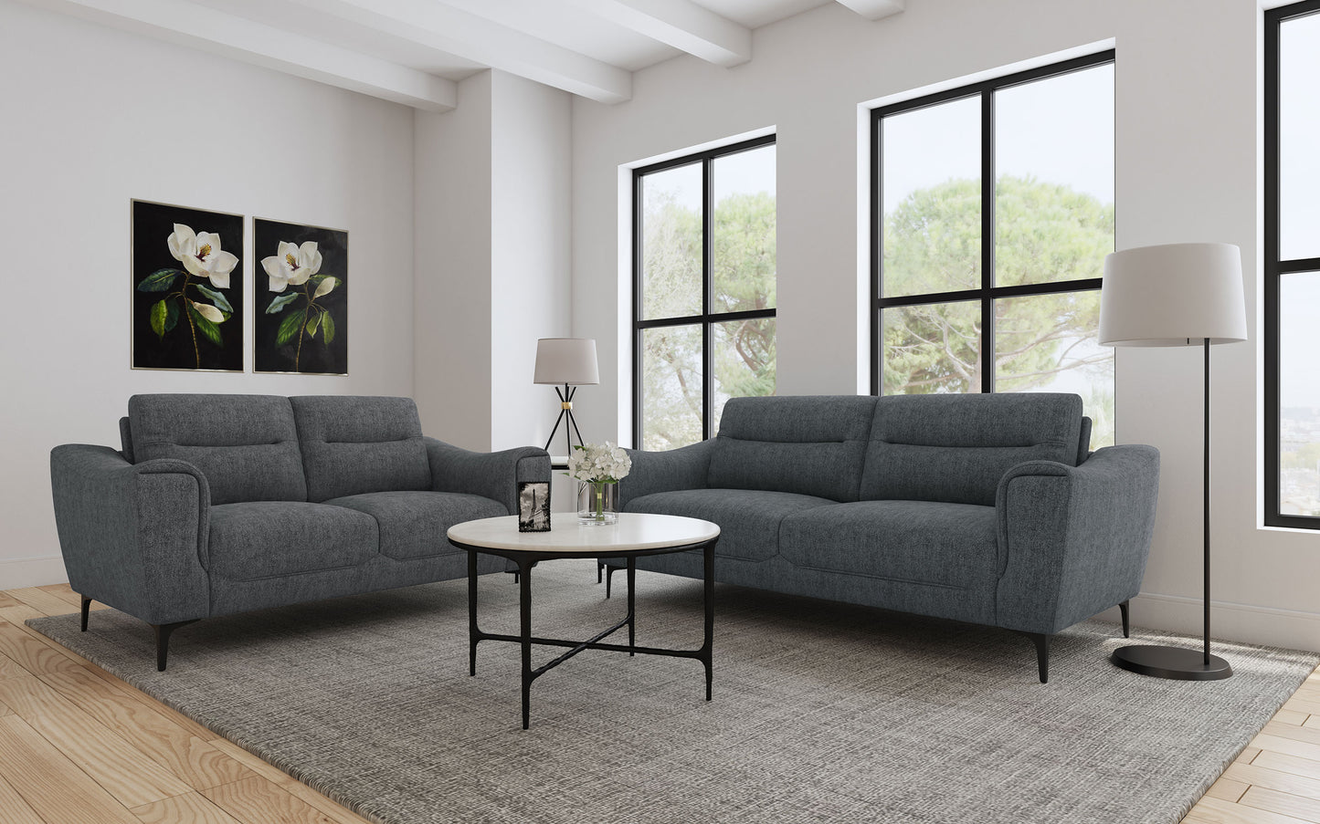 Nolan Upholstered Sloped Track Arm Sofa Charcoal