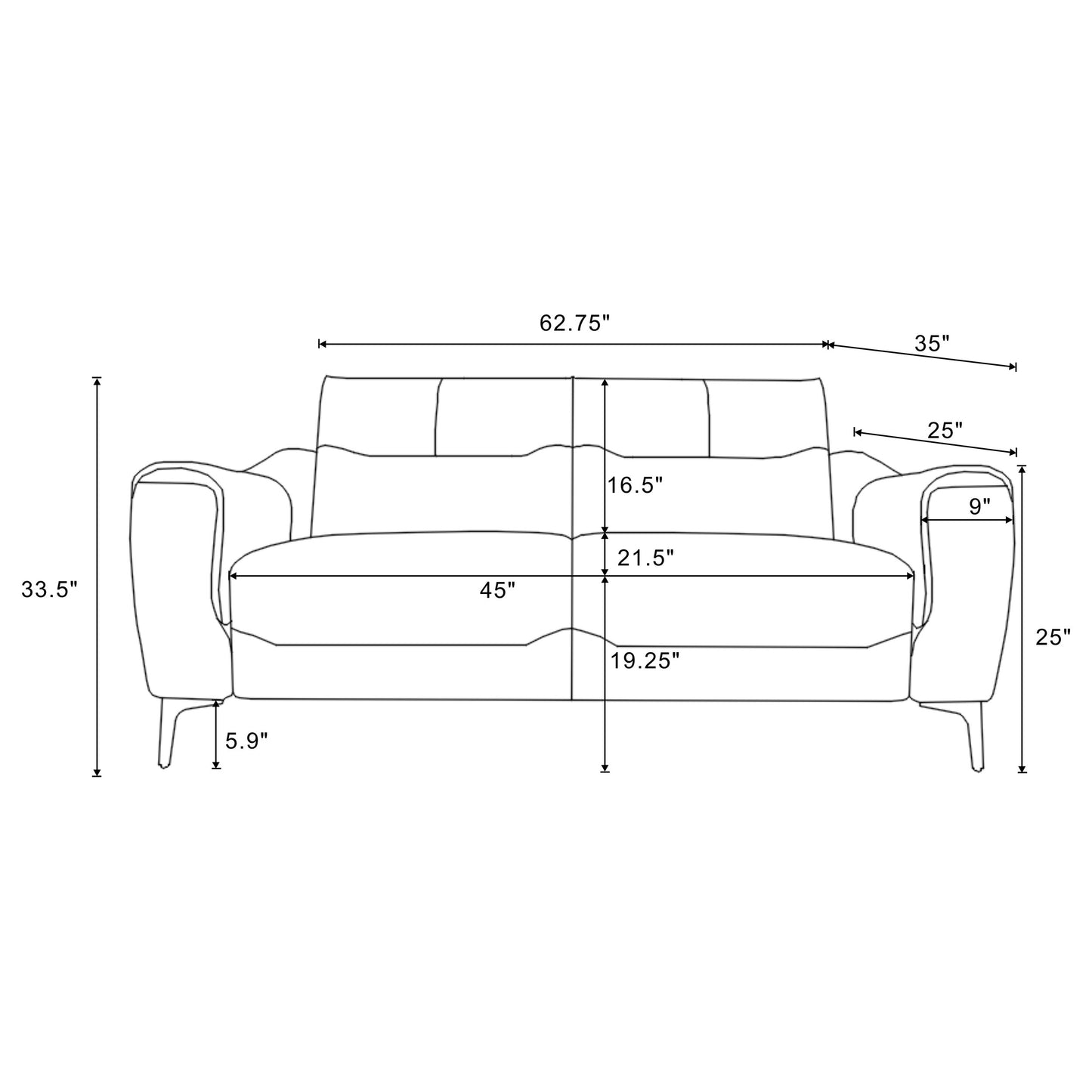 Nolan 2-piece Upholstered Sofa Set Charcoal