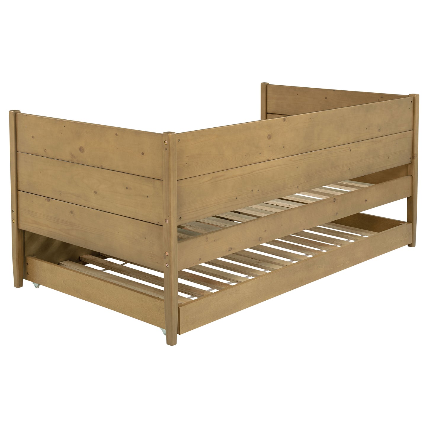 Calinda Wood Twin Daybed With Trundle Natural