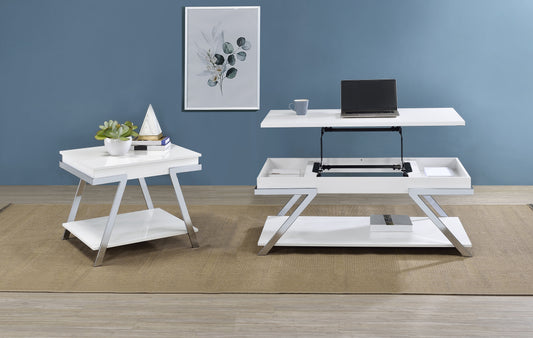 Marcia 2-piece Coffee and End Table Set White High Gloss